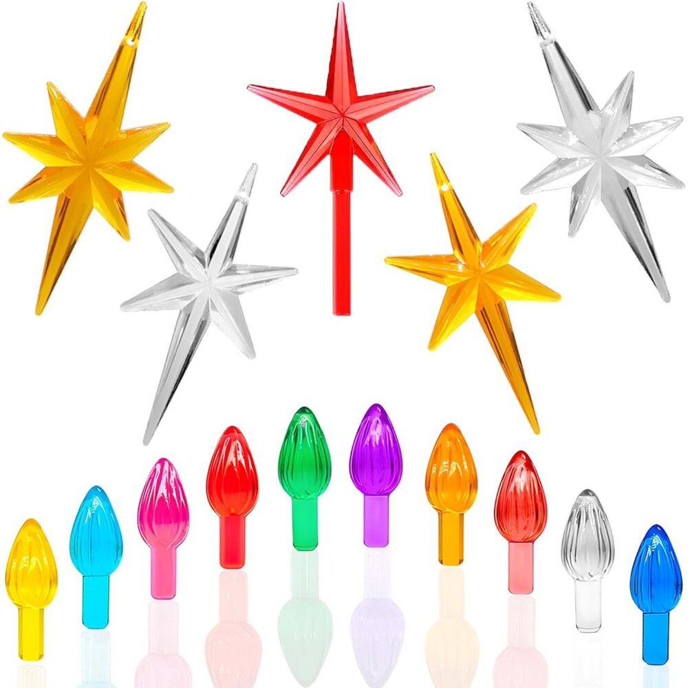 Lights Bulbs Ceramic Tree Multicolor Twist Light Ornaments 117 Bulbs+5 Star